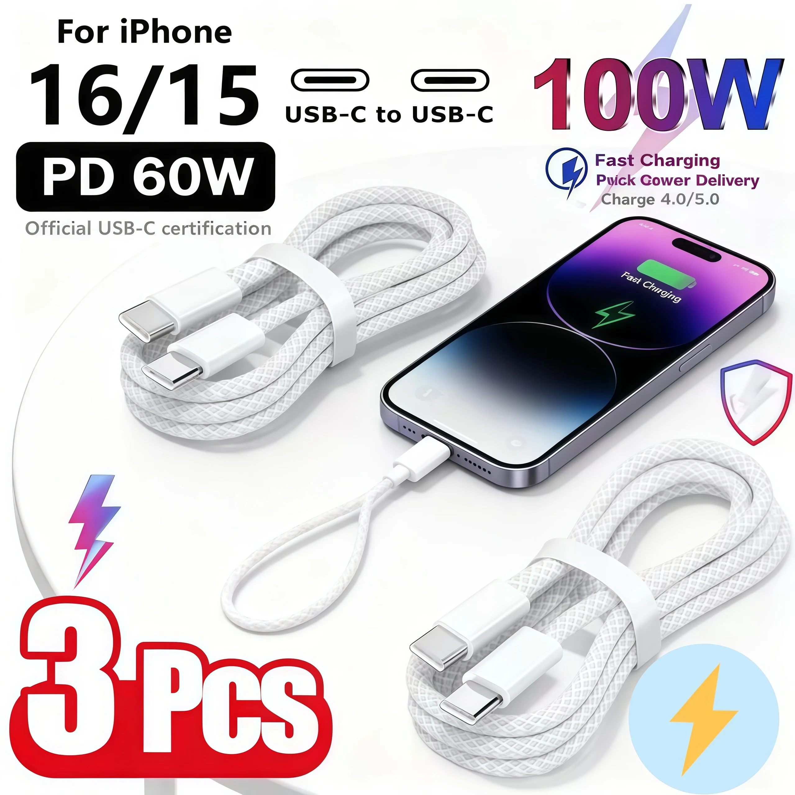 Новый комплект из 3 кабелей USB-C на USB-C 60 Вт, подходит для iPhone 15/16 Pro, Samsung, Xiaomi, быстрая зарядка PD 60 Вт, плетеный кабель для передачи данных
Новый комплект из 3 кабелей USB-C на USB-C 60 Вт, подходит для iPhone 15/16 Pro, Samsung, Xiaomi, быстрая зарядка PD 60 Вт, плетеный кабель для передачи данных