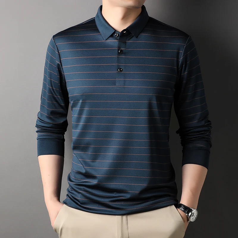 New Long Sleeve Striped Men's Polo Shirts High Quality Spring Autumn Seamless Business Casual Male Polo Shirts Plus Size 4XL
New Long Sleeve Striped Men's Polo Shirts High Quality Spring Autumn Seamless Business Casual Male Polo Shirts Plus Size 4XL