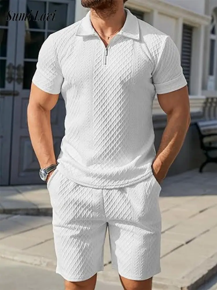 Stylish Textured Knit Outfits Mens 2025 Summer New Casual Short Sleeve Polo Shirt And Shorts Two Piece Sets Men Jacquard Suits
Stylish Textured Knit Outfits Mens 2025 Summer New Casual Short Sleeve Polo Shirt And Shorts Two Piece Sets Men Jacquard Suits
