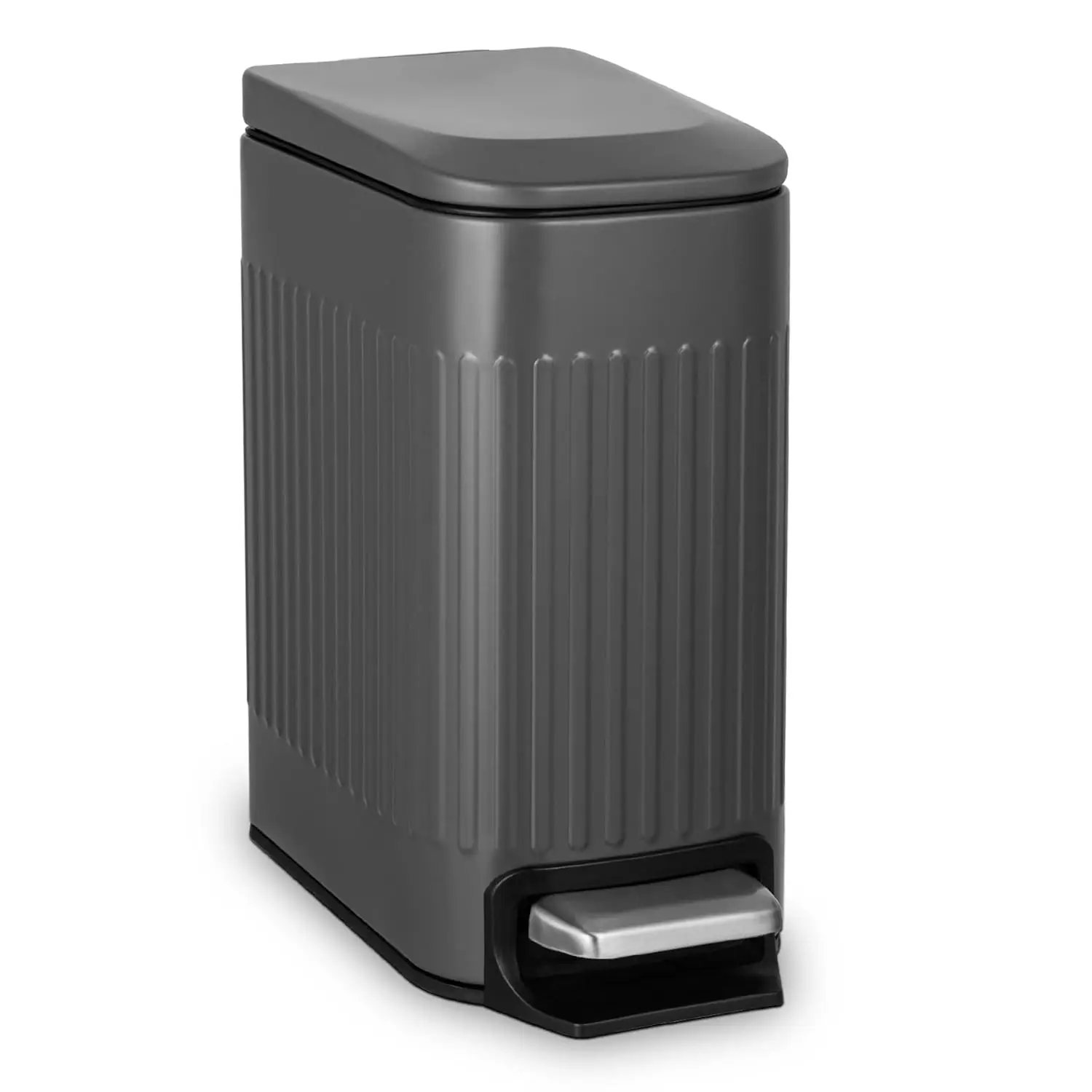 Small 1.6 Gallon Stainless Steel Trash Can with Removable Inner Bucket, Grey, Hands Free Step Pedal Design
Small 1.6 Gallon Stainless Steel Trash Can with Removable Inner Bucket, Grey, Hands Free Step Pedal Design