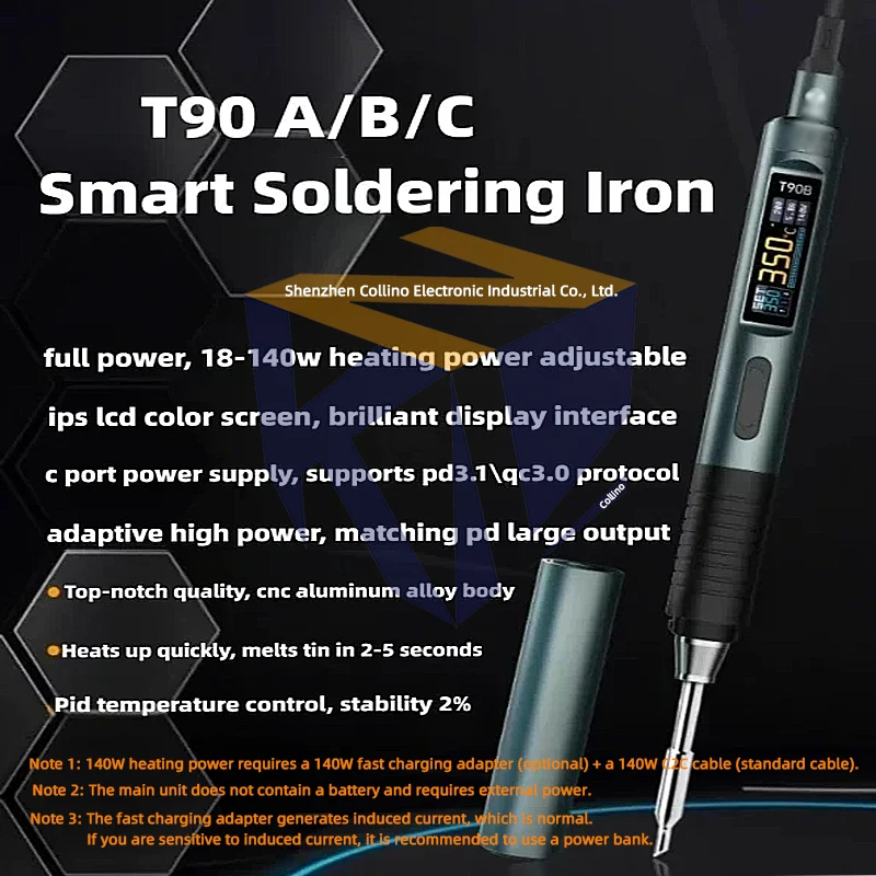 1pcs T90 Smart Soldering Iron 140W Portable Constant Temperature Soldering Station Solder Pen for Home Use, Repair, PD/QC
1pcs T90 Smart Soldering Iron 140W Portable Constant Temperature Soldering Station Solder Pen for Home Use, Repair, PD/QC