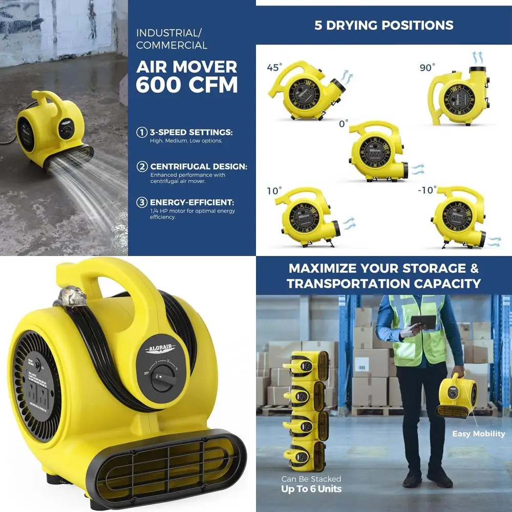 Промышленный воздуходув 600 см с 3 скоростями для мастерских и дома - регулируемые углы, возможность последовательного подключения, идеально подходит для восстановления после затоплений
Промышленный воздуходув 600 см с 3 скоростями для мастерских и дома - регулируемые углы, возможность последовательного подключения, идеально подходит для восстановления после затоплений