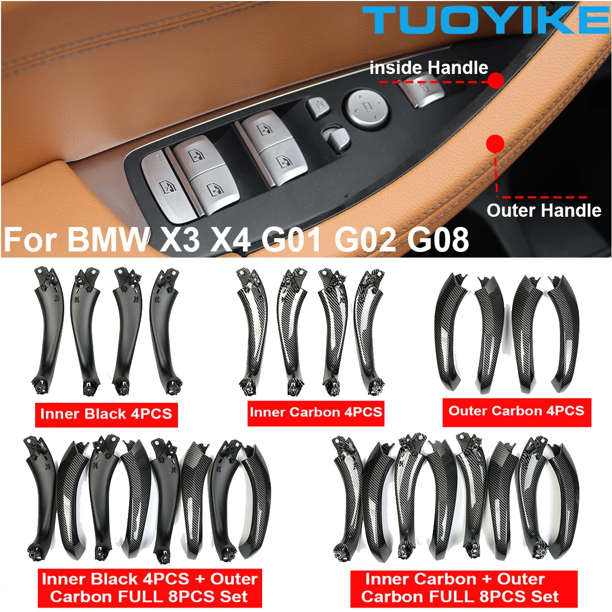 Накладка на внутреннюю дверь автомобиля, из углеродного волокна, для BMW X3/X4/G01/G02/G08/F97/F98 2018-2021
Накладка на внутреннюю дверь автомобиля, из углеродного волокна, для BMW X3/X4/G01/G02/G08/F97/F98 2018-2021