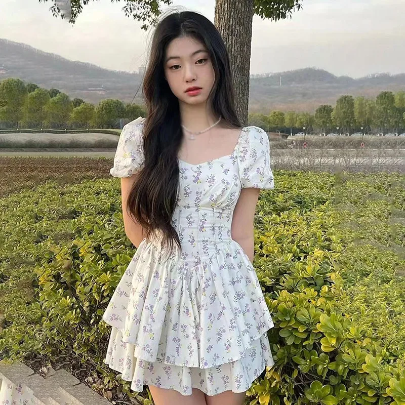 Summer Women Dress Foral Print Sweet Slim Puff Sleeve Korean Style Square Neck
Summer Women Dress Foral Print Sweet Slim Puff Sleeve Korean Style Square Neck