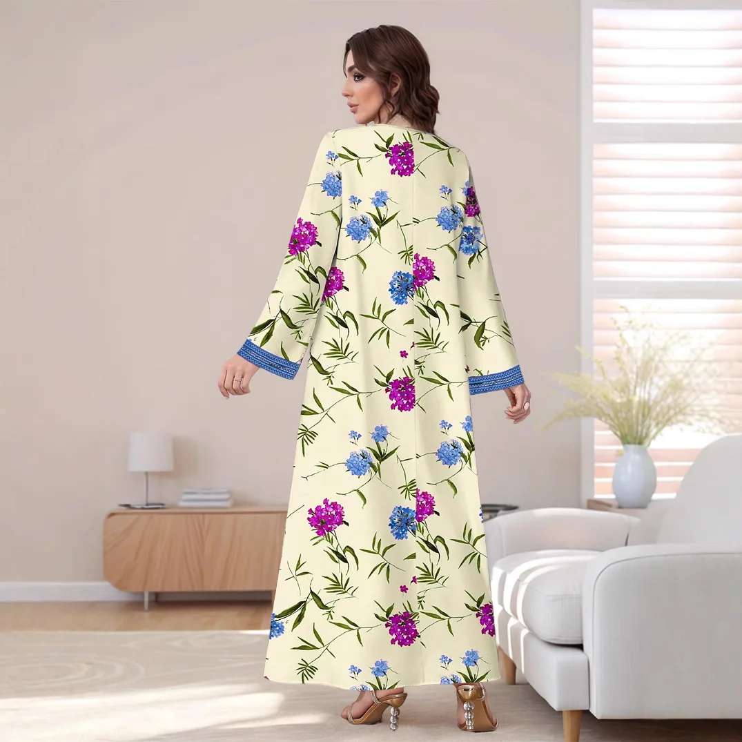 Muslim Fashion Dress Abaya Wholesale New Plus Size Women Muslim Robe Printed V-Neck Long Sleeve Abayas Dressed
Muslim Fashion Dress Abaya Wholesale New Plus Size Women Muslim Robe Printed V-Neck Long Sleeve Abayas Dressed