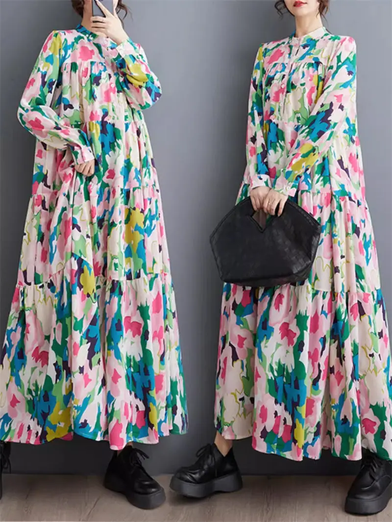 Irregular Pleats Loose Shirt Dress Women 2024 Retro Cotton And Linen Floral Temperament Dress Big Size Casual Clothing K127
Irregular Pleats Loose Shirt Dress Women 2024 Retro Cotton And Linen Floral Temperament Dress Big Size Casual Clothing K127