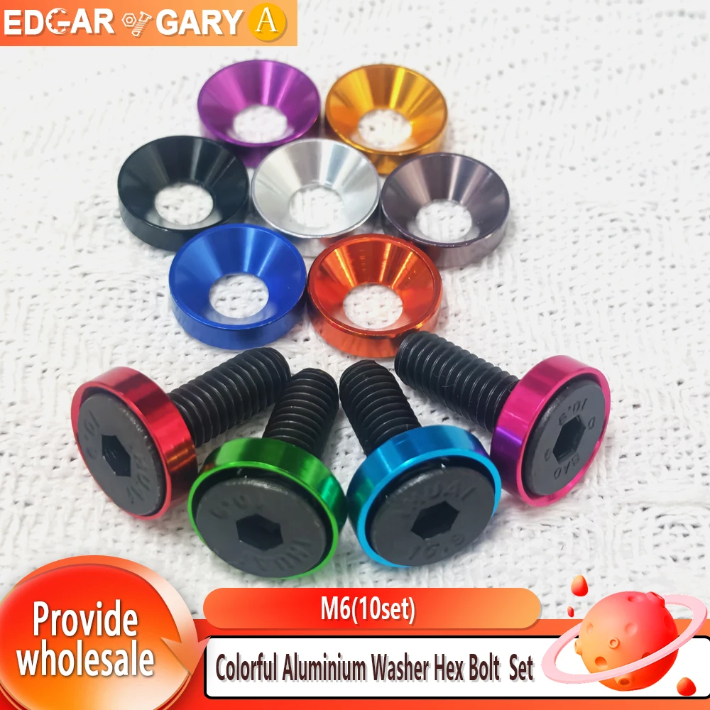 M6 Hex Bolt Concave Screw for Bumper Engine Modification DIN7991 Colorful Aluminium Alloy Spherical Conical Fender Washer Gasket
M6 Hex Bolt Concave Screw for Bumper Engine Modification DIN7991 Colorful Aluminium Alloy Spherical Conical Fender Washer Gasket