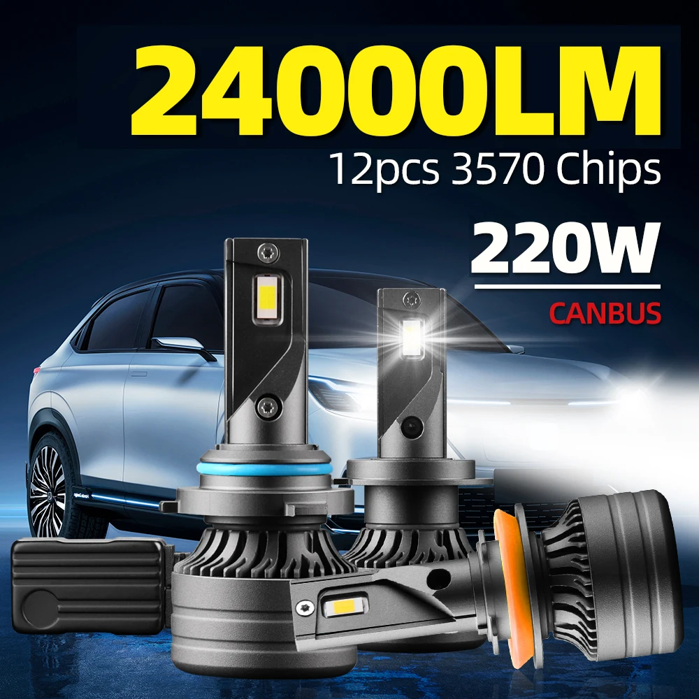 Car Bulbs 24000LM H11/H8/H9 LED Headlight 220W High Power 9005 9006 H7 LED Kit 6000K IP68 Waterproof Halogen Upgrade Replacement
Car Bulbs 24000LM H11/H8/H9 LED Headlight 220W High Power 9005 9006 H7 LED Kit 6000K IP68 Waterproof Halogen Upgrade Replacement