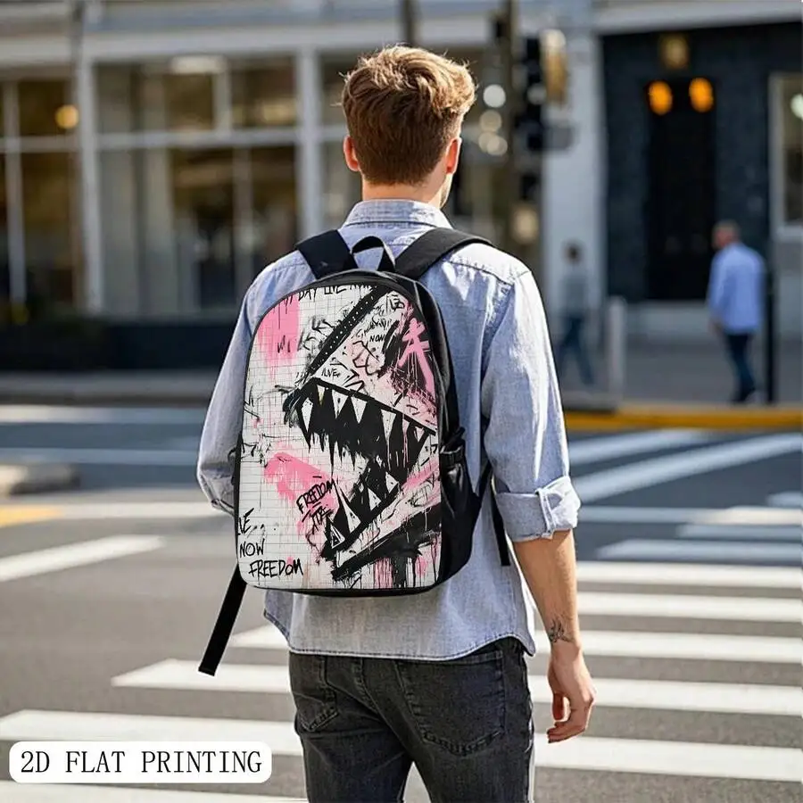 Urban Streetwear Backpack With Abstract Graffiti Art And Freedom Text
Urban Streetwear Backpack With Abstract Graffiti Art And Freedom Text