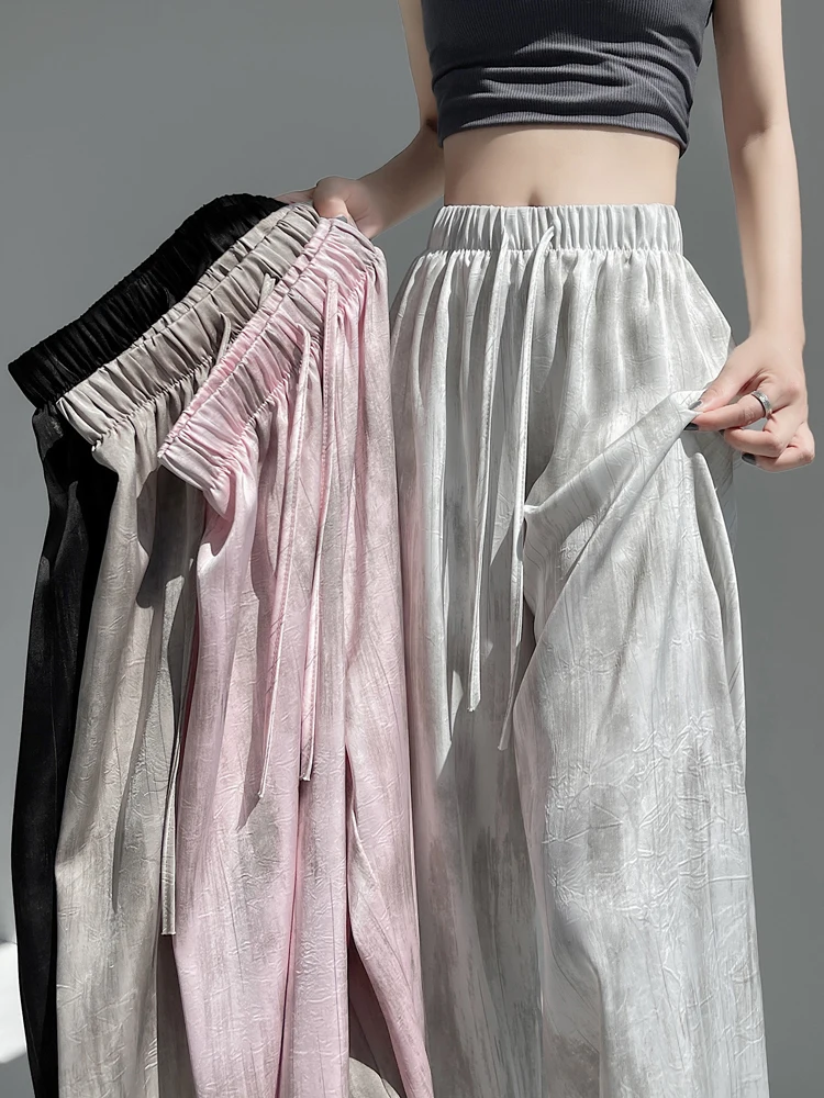 Summer Thin Acetate Satin Dyed Wide Leg Pants Women's High Waist Drapey Casual Straight Floor-Length Trousers Commute Style
Summer Thin Acetate Satin Dyed Wide Leg Pants Women's High Waist Drapey Casual Straight Floor-Length Trousers Commute Style