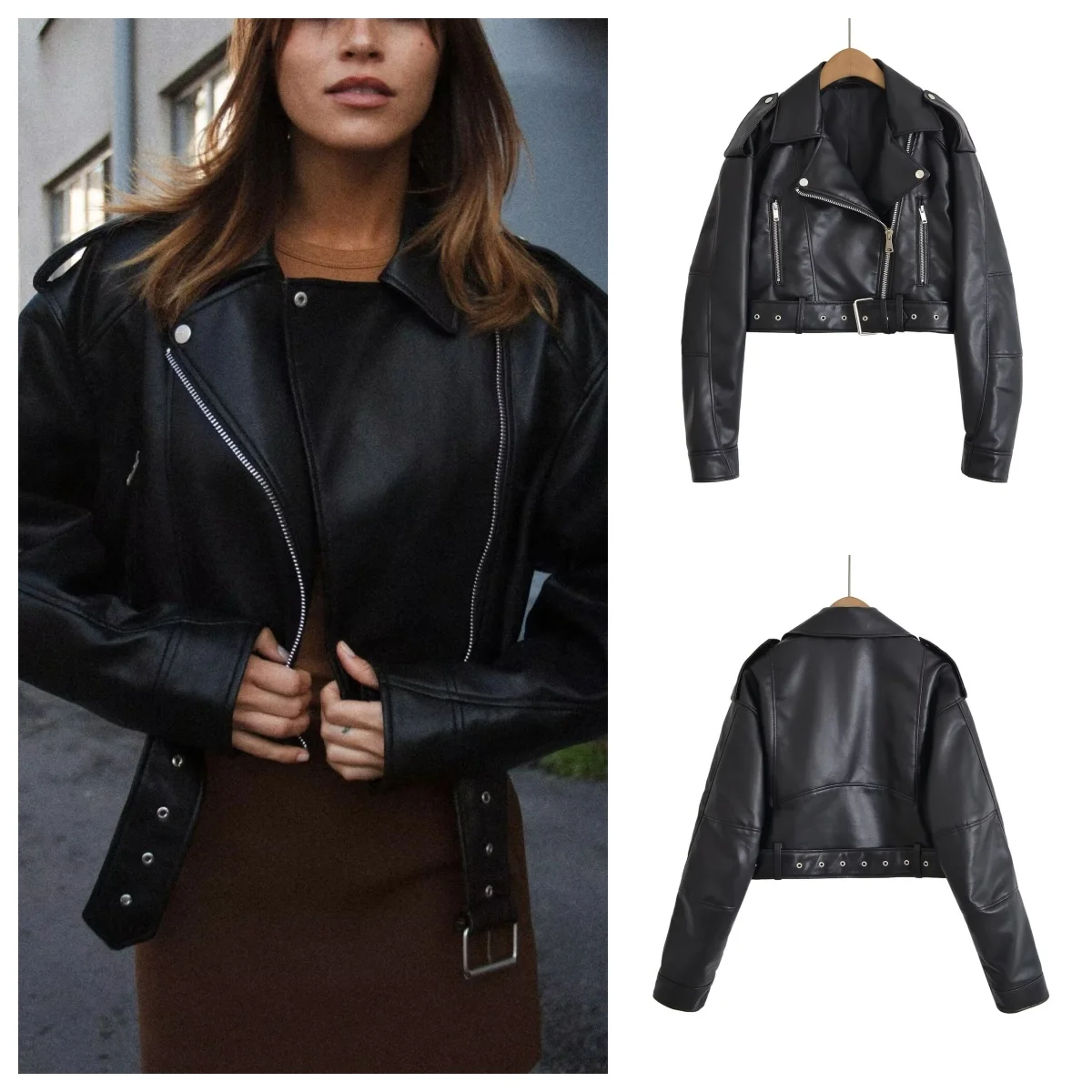 European and American style hot girl motorcycle leather jacket for women spring and autumn new fashion versatile imitation leath
European and American style hot girl motorcycle leather jacket for women spring and autumn new fashion versatile imitation leath