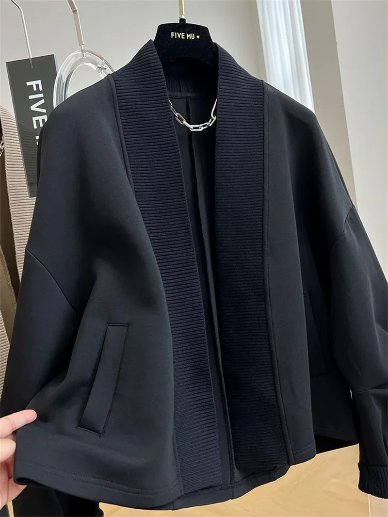 women's spring and autumn new fashion plus size pleated personality literary leisure cardigan French black unique design coat
women's spring and autumn new fashion plus size pleated personality literary leisure cardigan French black unique design coat