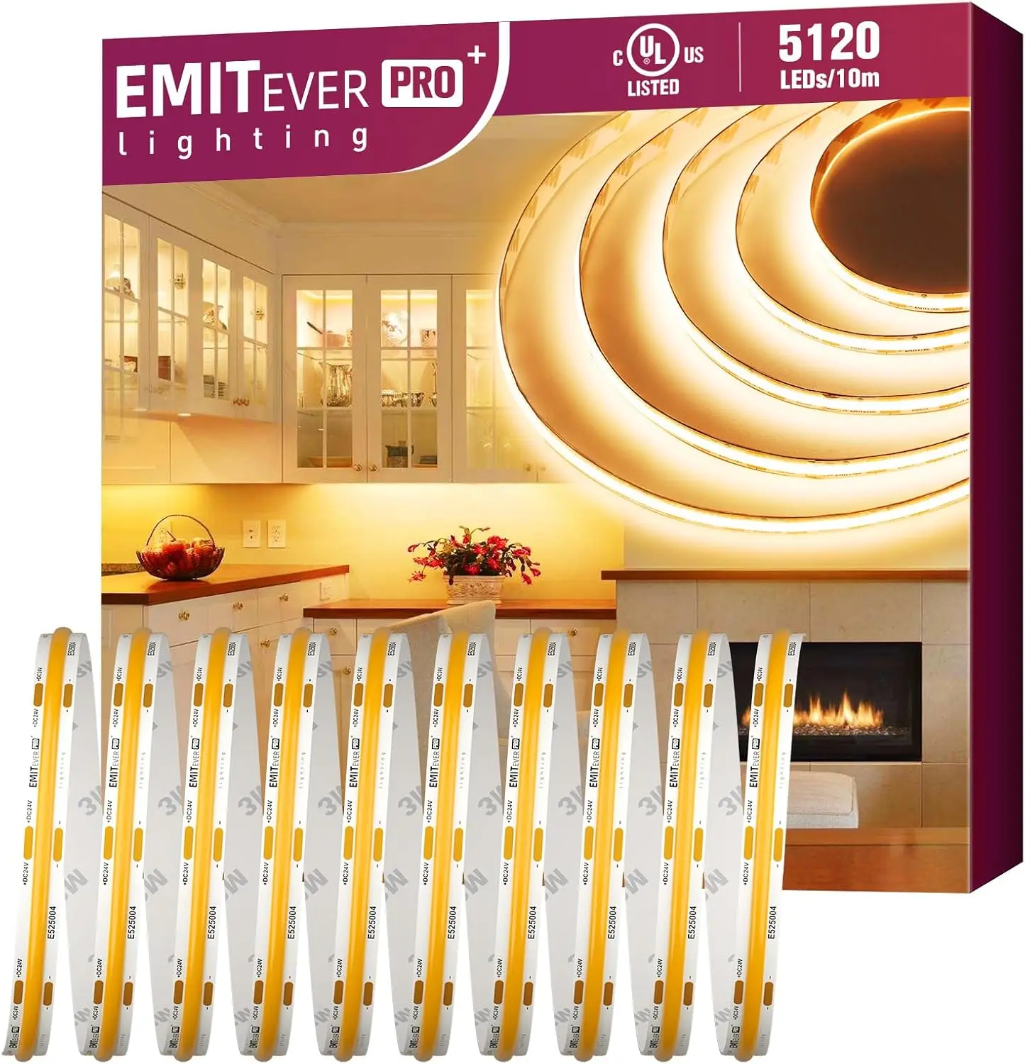 COB LED Strip Lights Warm White 2700K 24V 32.8ft 5120LEDs High Density 360lm/ft Dimmable
COB LED Strip Lights Warm White 2700K 24V 32.8ft 5120LEDs High Density 360lm/ft Dimmable