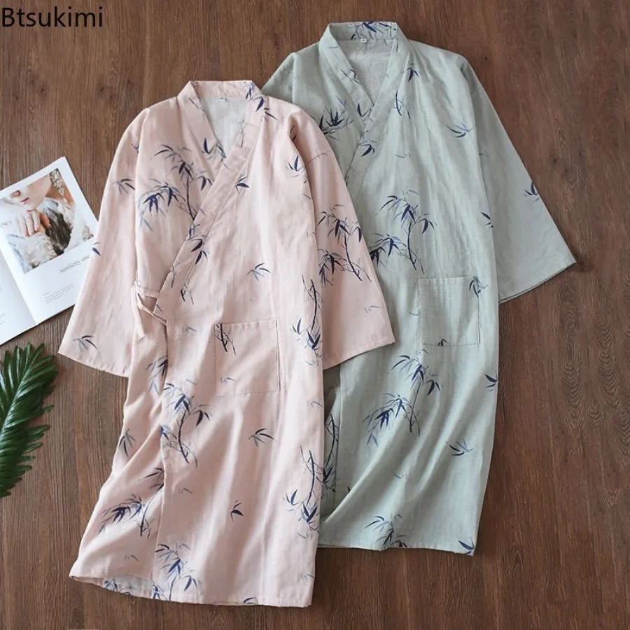Japanese Style Kimono Bathrobe for Women 2025 New 100%Cotton Gauze Pajamas Nightgown Comfortable Simple Couple Lounge Bath Robes
Japanese Style Kimono Bathrobe for Women 2025 New 100%Cotton Gauze Pajamas Nightgown Comfortable Simple Couple Lounge Bath Robes