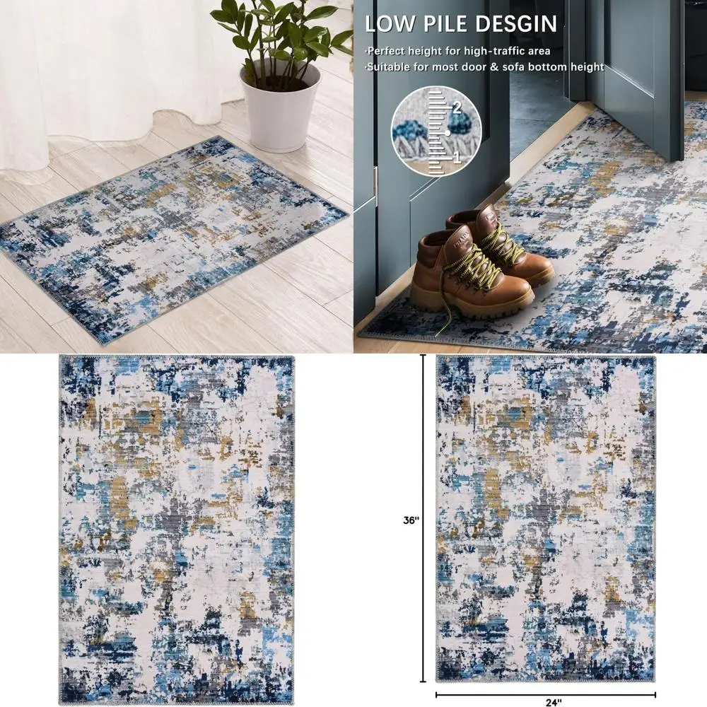 Katina Contemporary Entrance Mat, 2x3 Feet Washable Abstract Door Rug, Non-Slip Pastel-Toned Accent Rug, Non-Shedding Vibrant Co 
Katina Contemporary Entrance Mat, 2x3 Feet Washable Abstract Door Rug, Non-Slip Pastel-Toned Accent Rug, Non-Shedding Vibrant Co