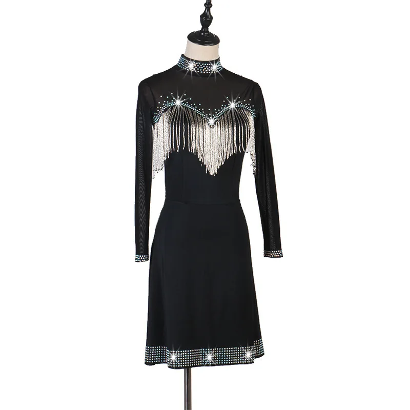 Customized Latin Dance Performance Competition Dress Sexy Latin Dance Dress Three Step Stepping Gitaba Dance Skrit Black L92
Customized Latin Dance Performance Competition Dress Sexy Latin Dance Dress Three Step Stepping Gitaba Dance Skrit Black L92