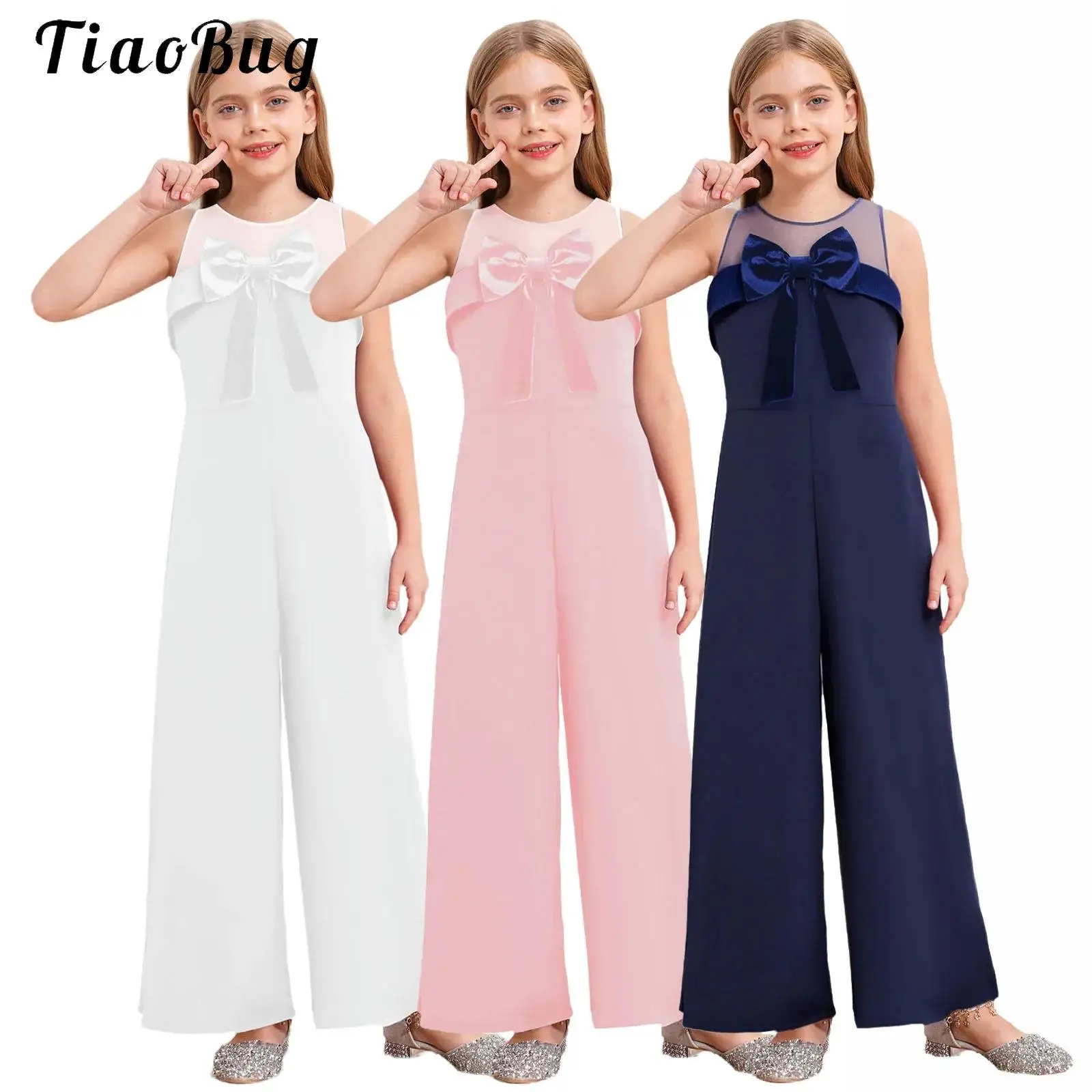 Kids Girl Velvet Bowknot Embellished Jumpsuit Sleeveless High Waist Wide Leg Occasion Jumpsuit for Party Wedding Pageant Prom
Kids Girl Velvet Bowknot Embellished Jumpsuit Sleeveless High Waist Wide Leg Occasion Jumpsuit for Party Wedding Pageant Prom