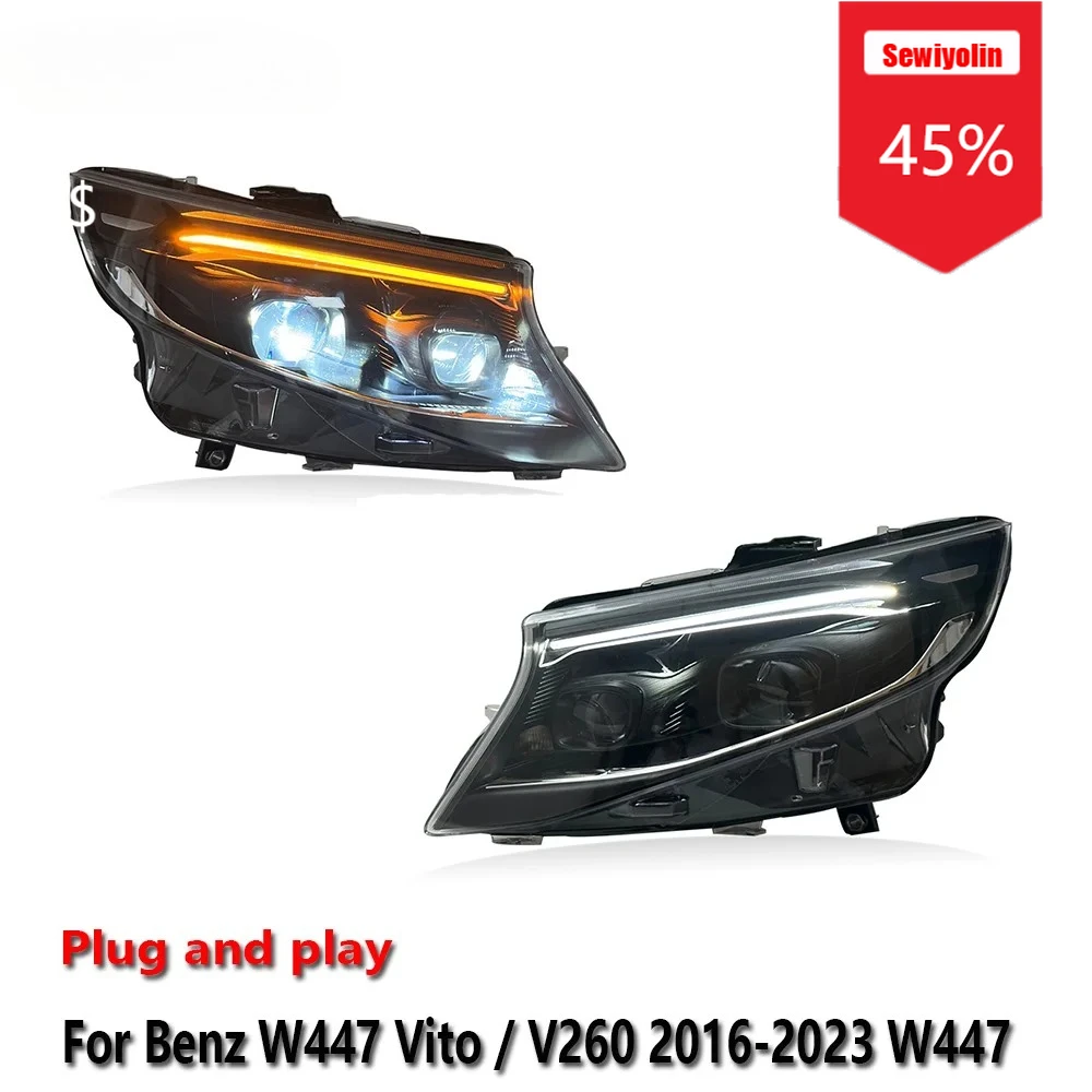 Автомобильные светодиодные фары Sewiyolin в сборе для Benz Vito/V260 W447 V-Class 2016-2023Fog DRL, стоп-сигнал поворота, лампа Plug and Play
Автомобильные светодиодные фары Sewiyolin в сборе для Benz Vito/V260 W447 V-Class 2016-2023Fog DRL, стоп-сигнал поворота, лампа Plug and Play
