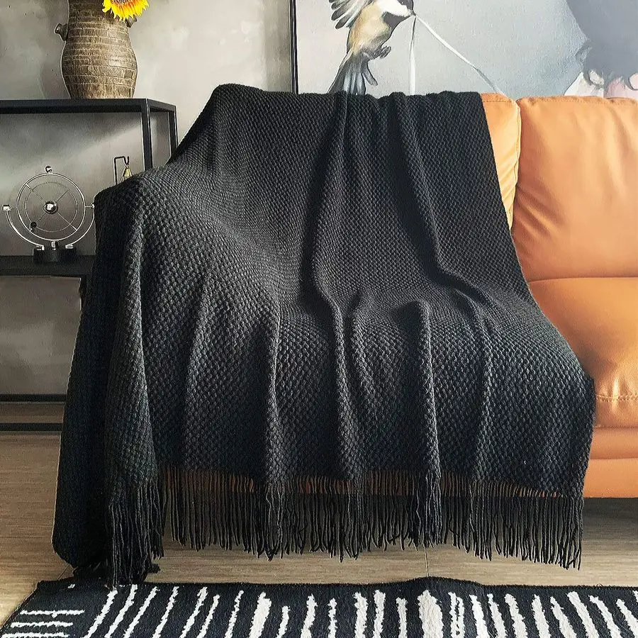 Knitted Throw Blanket with Tassels Bubble Textured Lightweight Throws for Couch Cover Home Decor Black, 60x80
Knitted Throw Blanket with Tassels Bubble Textured Lightweight Throws for Couch Cover Home Decor Black, 60x80