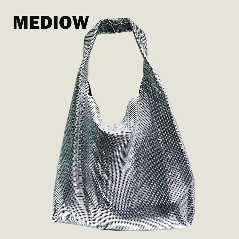 MEDIOW Metallic Bag For Women Luxury Designer Handbag And Purses 2023 New In Aluminum Sheet Hollow Out Rock Medium Shoulder Bags
MEDIOW Metallic Bag For Women Luxury Designer Handbag And Purses 2023 New In Aluminum Sheet Hollow Out Rock Medium Shoulder Bags