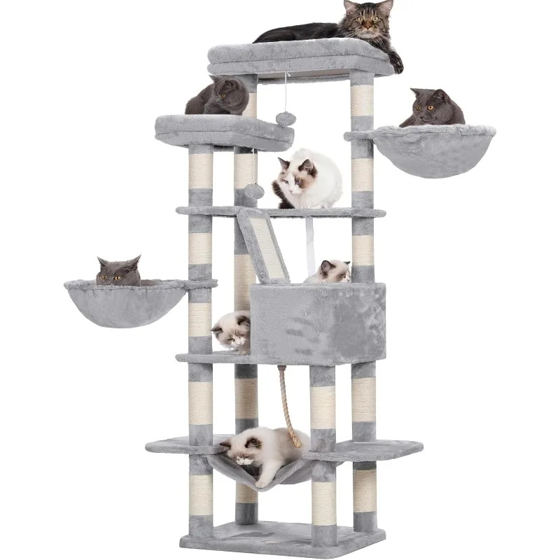 Cat Tree, 68 inch Multi-Level Cat Tower for Indoor Cats, 2 Widened Plush Perches Cat Condo with Scratching Board and Big Caves
Cat Tree, 68 inch Multi-Level Cat Tower for Indoor Cats, 2 Widened Plush Perches Cat Condo with Scratching Board and Big Caves