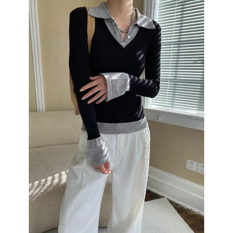 Women's Spring/Autumn Top Contrast-colour Knitwear Designer Polo Neck Slim-fit New Elegant Comfortable Minimalist Fashionable
Women's Spring/Autumn Top Contrast-colour Knitwear Designer Polo Neck Slim-fit New Elegant Comfortable Minimalist Fashionable