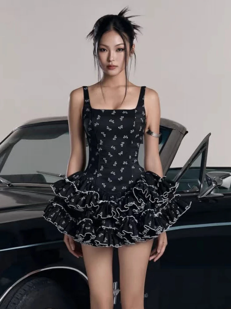 Sexy Sling Square Collar Bow Printed Mini Dress Women Black Sleeveless Ruffles A-line Dresses Evening Party Ccoktai Clubwear
Sexy Sling Square Collar Bow Printed Mini Dress Women Black Sleeveless Ruffles A-line Dresses Evening Party Ccoktai Clubwear