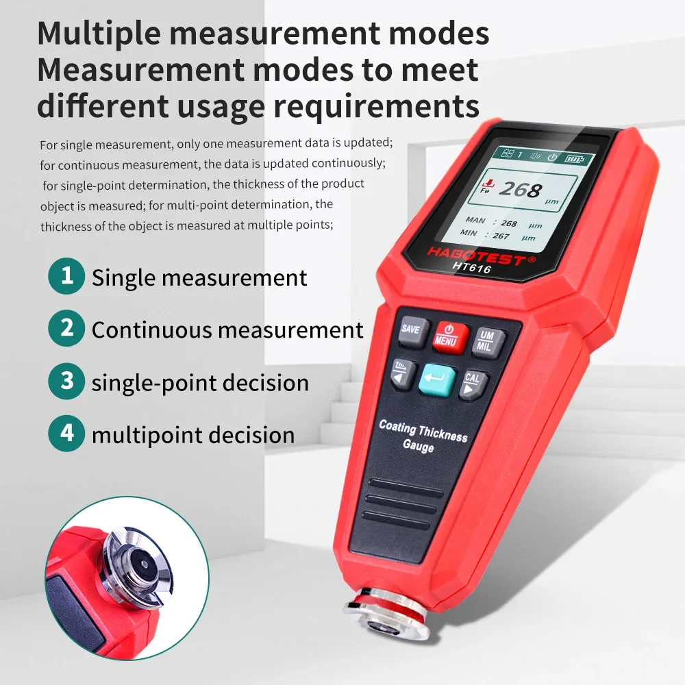 HABOTEST HT616 Car Paint Thickness Gauge 0-1500UM Fe & NFe Paint Thickness Tester Manual Coating Meter Automotive Tools
HABOTEST HT616 Car Paint Thickness Gauge 0-1500UM Fe & NFe Paint Thickness Tester Manual Coating Meter Automotive Tools