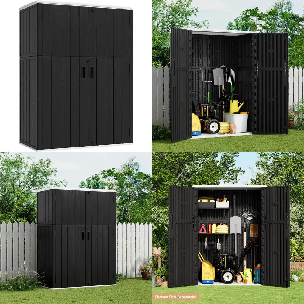 Waterproof Vertical Outdoor Storage Cabinet 57 Cu. Ft., Resin Tool Shed for Patio Furniture and Garden Supplies
Waterproof Vertical Outdoor Storage Cabinet 57 Cu. Ft., Resin Tool Shed for Patio Furniture and Garden Supplies