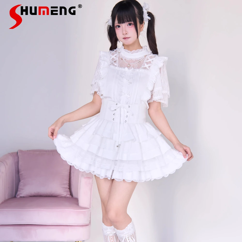 Original Japanese Mine Style Mass-produced Lace Bubble Sleeve Bow Shirt Top Lace-up Slim Cake Short Skirts Two-piece Set Women
Original Japanese Mine Style Mass-produced Lace Bubble Sleeve Bow Shirt Top Lace-up Slim Cake Short Skirts Two-piece Set Women