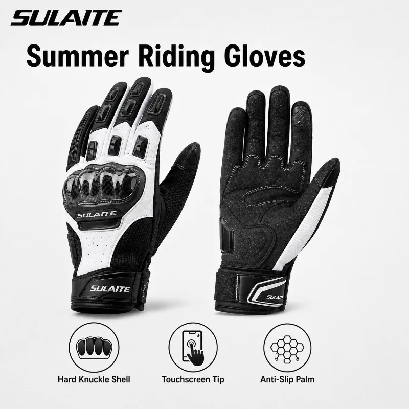 SULAITE Motorcycle Gloves Full Finger Summer Touchscreen Carbon Fiber Hard Shell Breathable Anti-Slip Motorbike Riding Gloves
SULAITE Motorcycle Gloves Full Finger Summer Touchscreen Carbon Fiber Hard Shell Breathable Anti-Slip Motorbike Riding Gloves