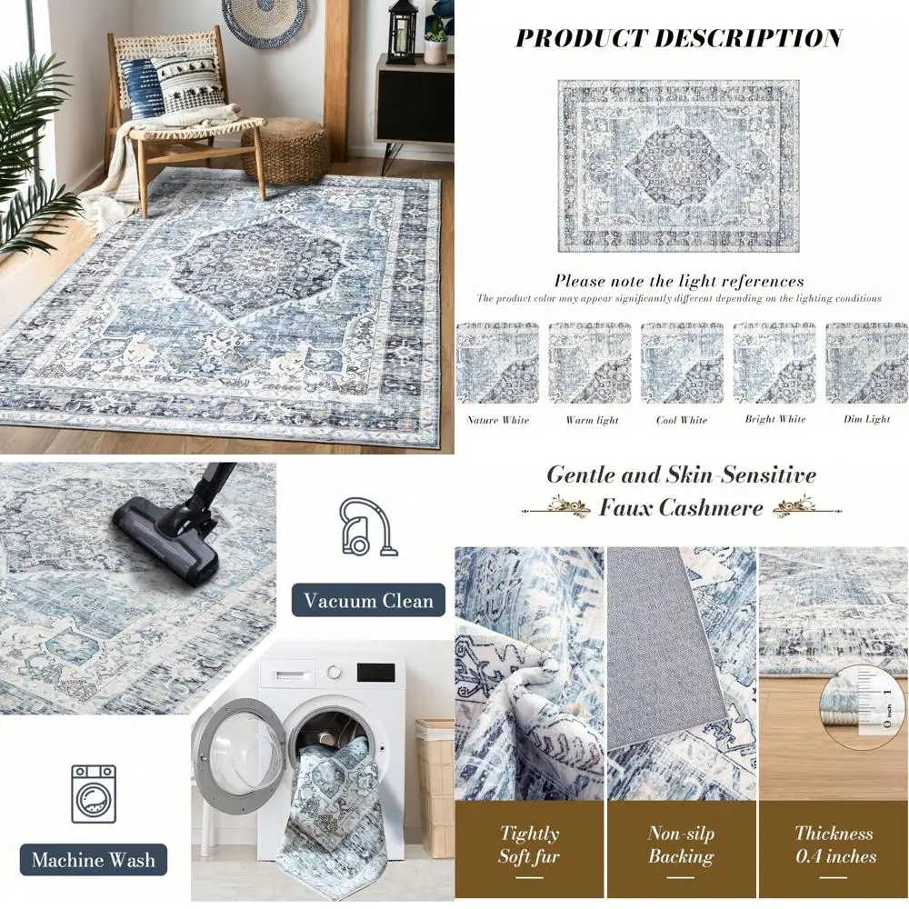 Vintage Boho Style 5x7 Area Rug, Ultra-Soft Low Pile, Washable, Non-Slip, Stain-Resistant Carpet for Living Rooms and Bedrooms
Vintage Boho Style 5x7 Area Rug, Ultra-Soft Low Pile, Washable, Non-Slip, Stain-Resistant Carpet for Living Rooms and Bedrooms