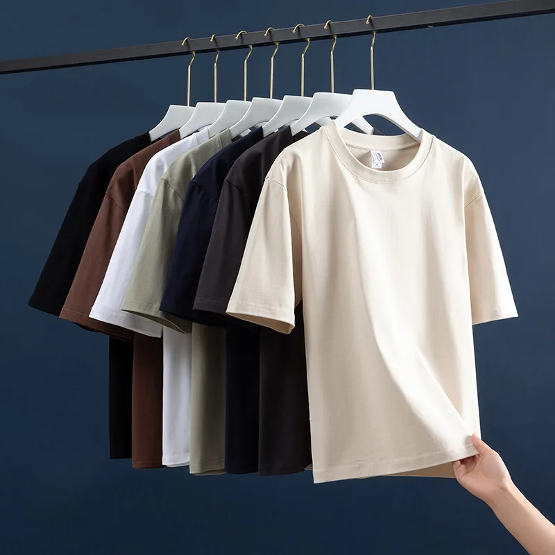 Heavyweight Pure Cotton Solid Color Short Sleeved T-shirt for Men and Women Summer Couples Loose and Versatile Half Sleeved Top
Heavyweight Pure Cotton Solid Color Short Sleeved T-shirt for Men and Women Summer Couples Loose and Versatile Half Sleeved Top