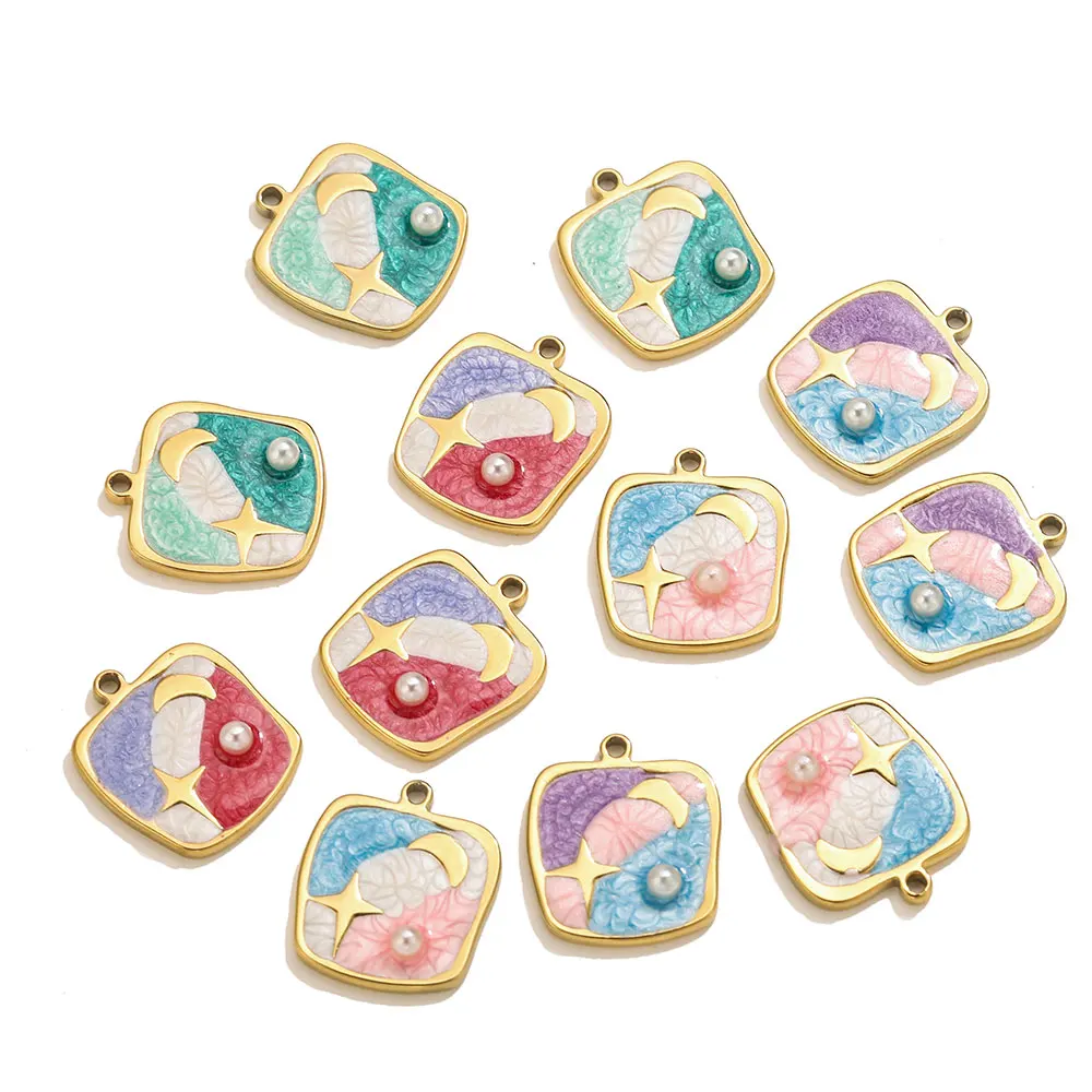 5Pcs Stainless Steel Colorful Enamel Toned Pendants Charms Moon Star Shaped Pearl for DIY Earring Necklace Jewelry Making
5Pcs Stainless Steel Colorful Enamel Toned Pendants Charms Moon Star Shaped Pearl for DIY Earring Necklace Jewelry Making