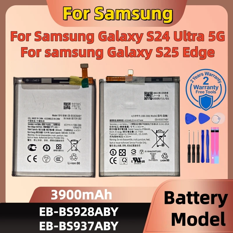 Brand New EB-BS928ABY EB-BS937ABY Battery For Samsung Galaxy S24 Ultra 5G Galaxy S25 Edge Mobile phone Batteries +Tools
Brand New EB-BS928ABY EB-BS937ABY Battery For Samsung Galaxy S24 Ultra 5G Galaxy S25 Edge Mobile phone Batteries +Tools
