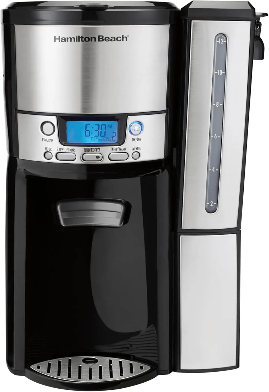 Programmable 12-Cup Coffee Maker with Internal Pot, Keeps Warm for Hours, 60 oz Removable Reservoir, Black & Stainless Steel
Programmable 12-Cup Coffee Maker with Internal Pot, Keeps Warm for Hours, 60 oz Removable Reservoir, Black & Stainless Steel