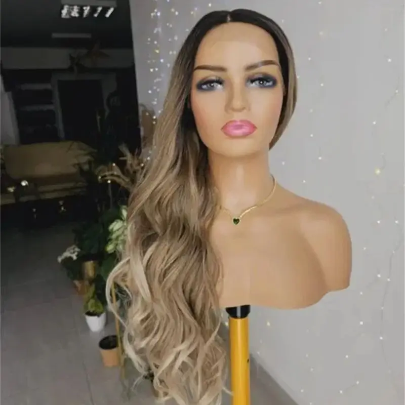 Natural Body Wave Wigs 13x4 Free Part Ombre Blonde Brown Wig with Dark Roots Soft Synthetic HD Lace Front Wig Top Glueless Wigs
Natural Body Wave Wigs 13x4 Free Part Ombre Blonde Brown Wig with Dark Roots Soft Synthetic HD Lace Front Wig Top Glueless Wigs
