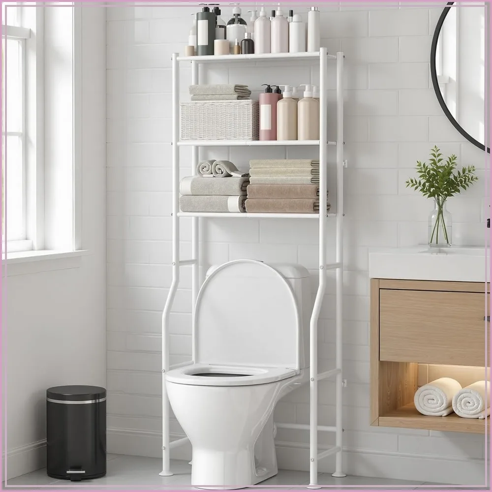 3-Tier Over Toilet Storage Rack, Metal Bathroom Organizer Shelf, Freestanding Space Saver for Bathroom/Laundry/Living Room, White
3-Tier Over Toilet Storage Rack, Metal Bathroom Organizer Shelf, Freestanding Space Saver for Bathroom/Laundry/Living Room, White