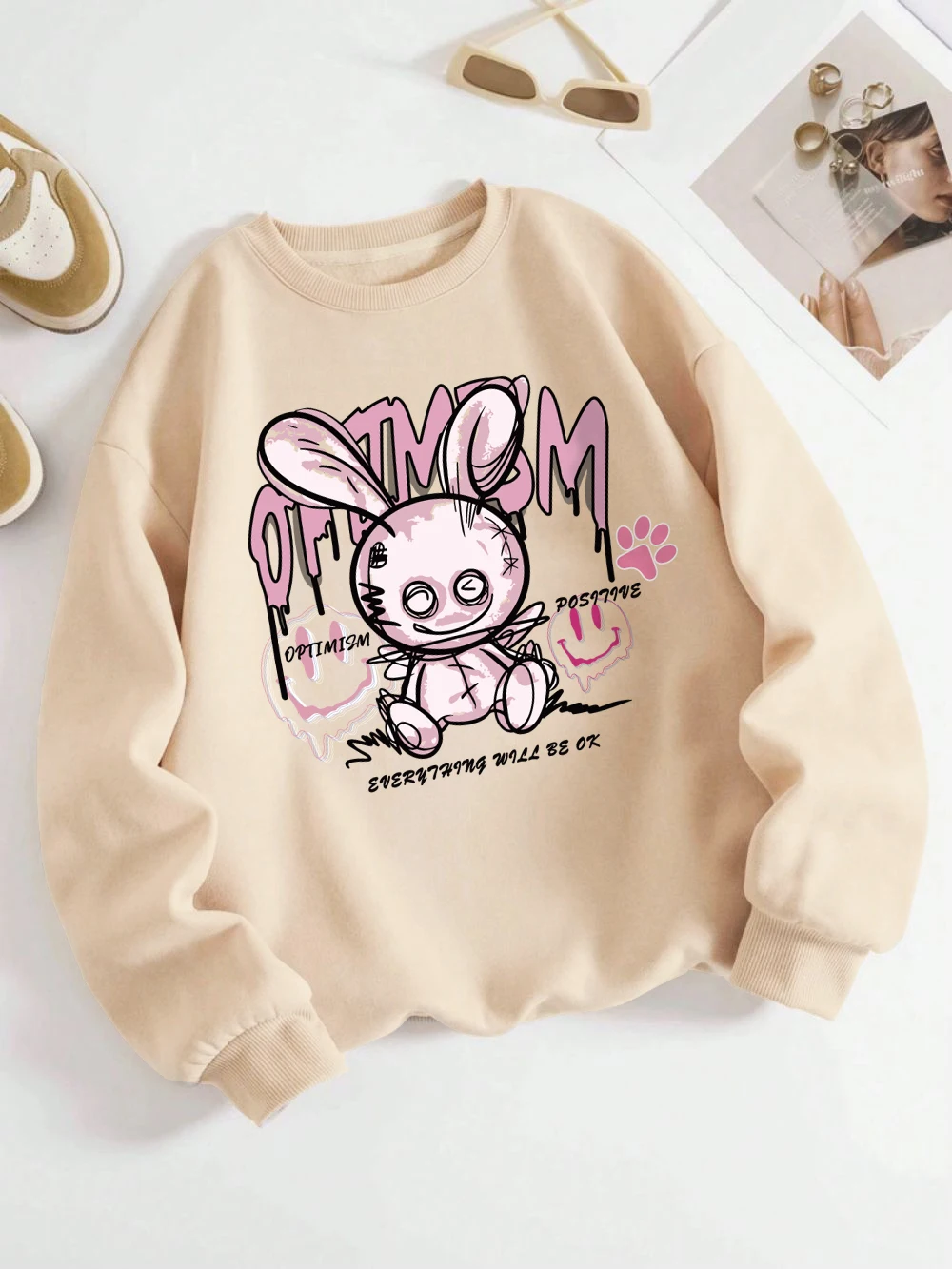 Optimism Rabbit Sweatshirts Women'S Smiling Face Prints Hoodies Loose Fleece Warm Crewneck Clothes Winter Sporty Womans Pullover
Optimism Rabbit Sweatshirts Women'S Smiling Face Prints Hoodies Loose Fleece Warm Crewneck Clothes Winter Sporty Womans Pullover