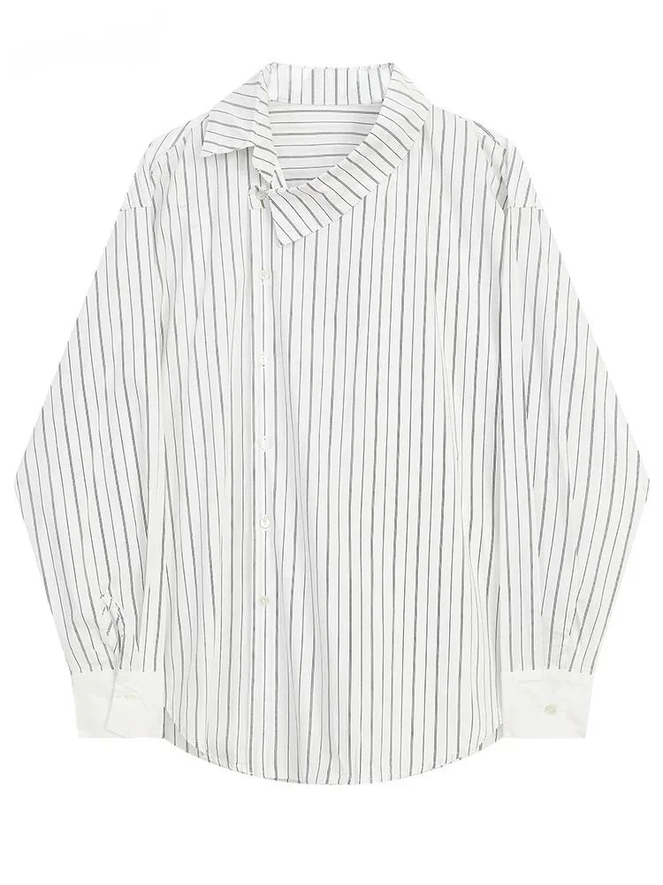 Women White Striped Big Size Vintage Blouse New Irregular Lapel Long Sleeve Shirt Fashion Tide Spring Autumn X682
Women White Striped Big Size Vintage Blouse New Irregular Lapel Long Sleeve Shirt Fashion Tide Spring Autumn X682