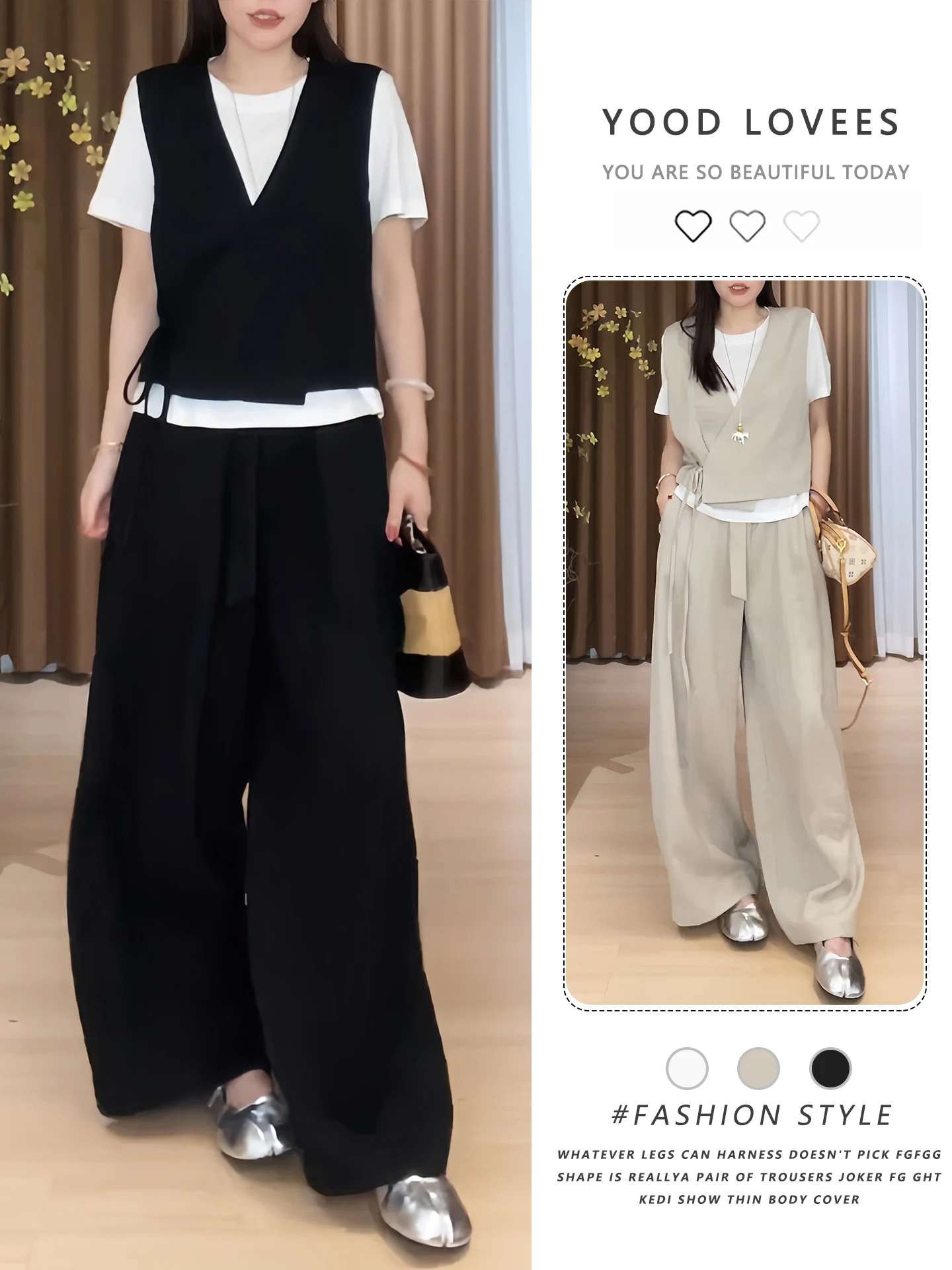 Summer Fashion High-End Casual Wide Leg Pants Short Sleeve Vest Three Piece Set Women's Style Comfortable Breathable Clothing
Summer Fashion High-End Casual Wide Leg Pants Short Sleeve Vest Three Piece Set Women's Style Comfortable Breathable Clothing