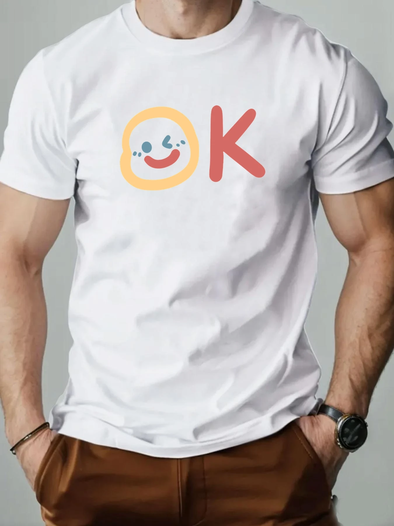 Men T-shirt Summer 100% Cotton OK Letters Print Round Neck Breathable Streetwear Oversized Tee Casual High Quality Clothing
Men T-shirt Summer 100% Cotton OK Letters Print Round Neck Breathable Streetwear Oversized Tee Casual High Quality Clothing