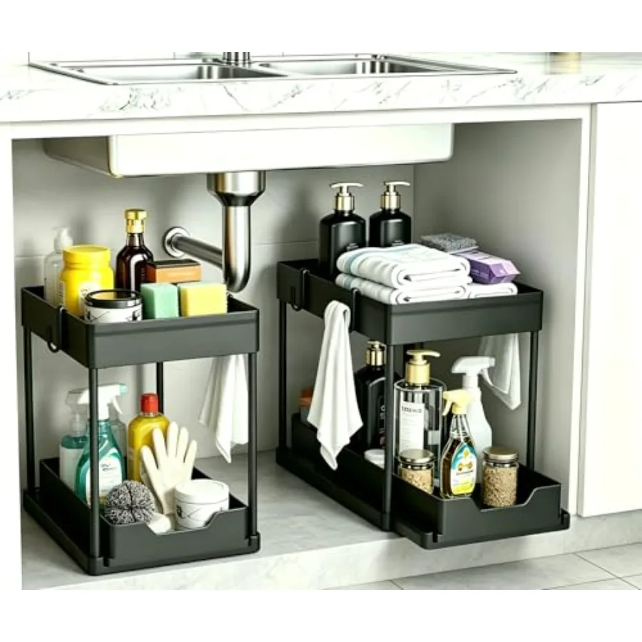 Under Sink Organizer 2 Pack, Bathroom Cabinet Organizer, 2 Tier Sliding Cabinet Basket Organizer Drawer, Multi-Purpose Bath Col
Under Sink Organizer 2 Pack, Bathroom Cabinet Organizer, 2 Tier Sliding Cabinet Basket Organizer Drawer, Multi-Purpose Bath Col