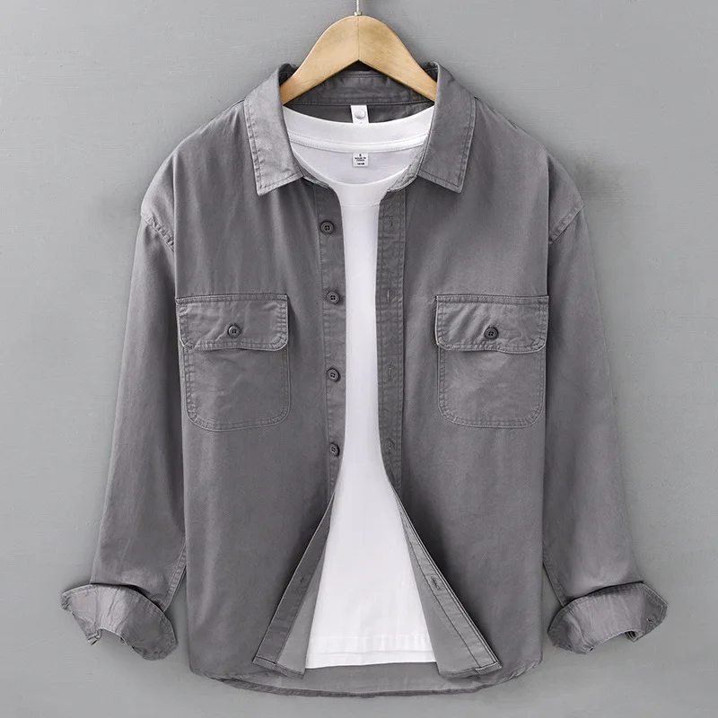 Men's Casual Long Sleeve Loose Fit 100% Cotton Shirt Jacket Japanese Workwear Style Versatile Top with Dual Pockets for Spring
Men's Casual Long Sleeve Loose Fit 100% Cotton Shirt Jacket Japanese Workwear Style Versatile Top with Dual Pockets for Spring