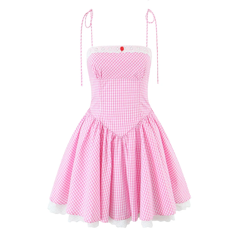Jastie Sexy Spaghetti Straps Pink Plaid Mini Dress Women Embroidery Lace Spliced Elegant A-line Summer Dresses Party Robe 2025
Jastie Sexy Spaghetti Straps Pink Plaid Mini Dress Women Embroidery Lace Spliced Elegant A-line Summer Dresses Party Robe 2025