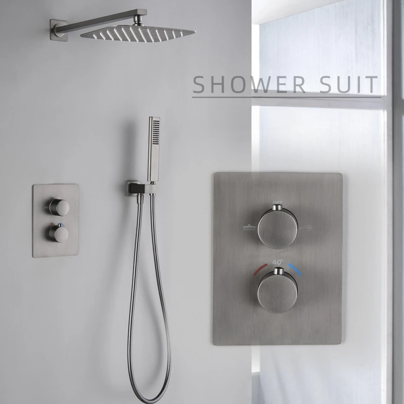 Luxury Copper Wall-mounted Shower System with Concealed Showerhead and Hotel Bathroom Mixer Valve
Luxury Copper Wall-mounted Shower System with Concealed Showerhead and Hotel Bathroom Mixer Valve