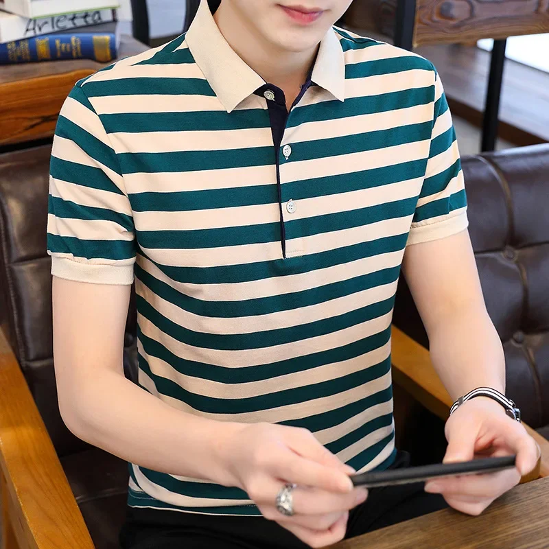 High-end Polo Shirts Men Clothing Golf Short Sleeve T-shirt Stripe Tops Tees Luxury Mens Shirt New
High-end Polo Shirts Men Clothing Golf Short Sleeve T-shirt Stripe Tops Tees Luxury Mens Shirt New