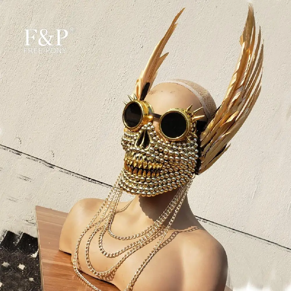 Burning Man Festival Gold Skull Feather Googles Mask Carnival Costume Gogo Dancer Halloween Accessories
Burning Man Festival Gold Skull Feather Googles Mask Carnival Costume Gogo Dancer Halloween Accessories