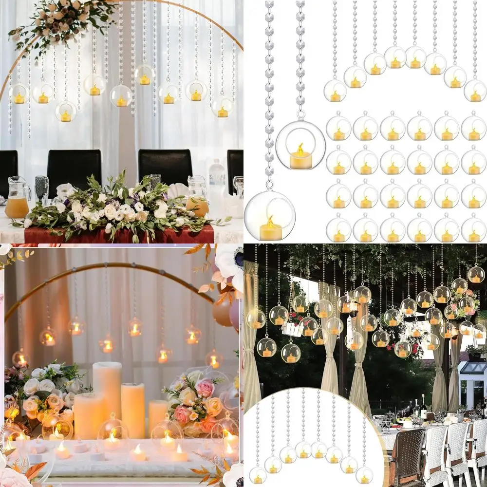 Set of 75 Acrylic Globe Tealight Holders with Crystal Garland for LED Candles - Ideal for Weddings, Outdoor Events, and Party Ce
Set of 75 Acrylic Globe Tealight Holders with Crystal Garland for LED Candles - Ideal for Weddings, Outdoor Events, and Party Ce