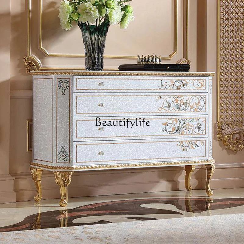 French solid wood painted chest cabinet household bedroom bedside storage TV cabinet European style
French solid wood painted chest cabinet household bedroom bedside storage TV cabinet European style
